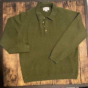 C.C. FILSON HUNTER GREEN WOOL BUTTON SWEATER MENS SIZE LARGE LIKE NEW CONDITION